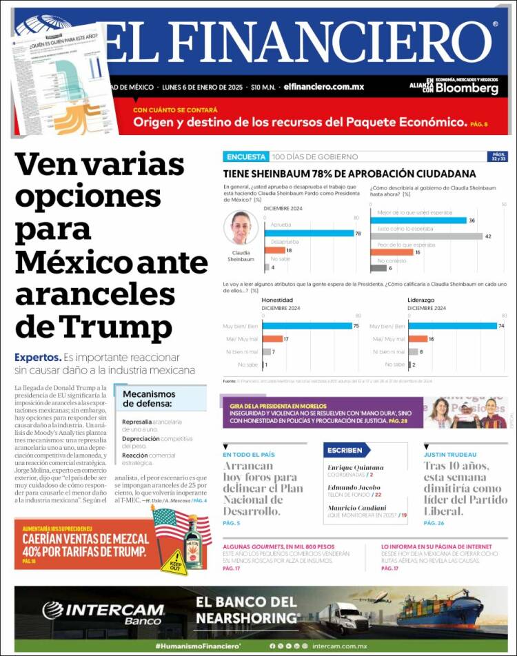 Portada de El Financiero (México)