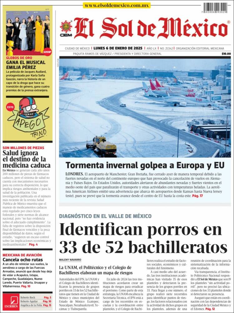 Portada de El Sol de México (México)