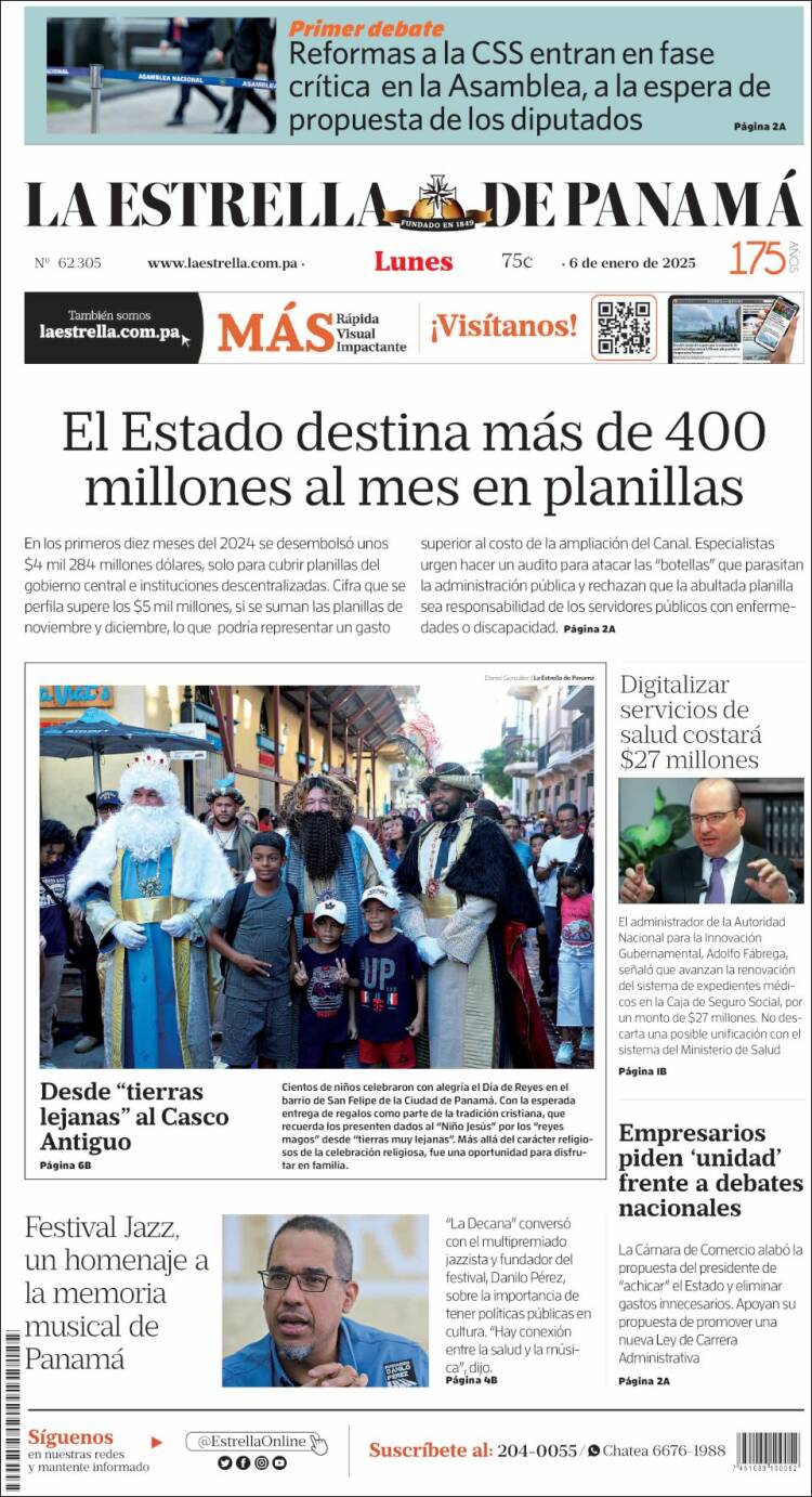 Portada de La Estrella de Panamá (Panam&aacute;)