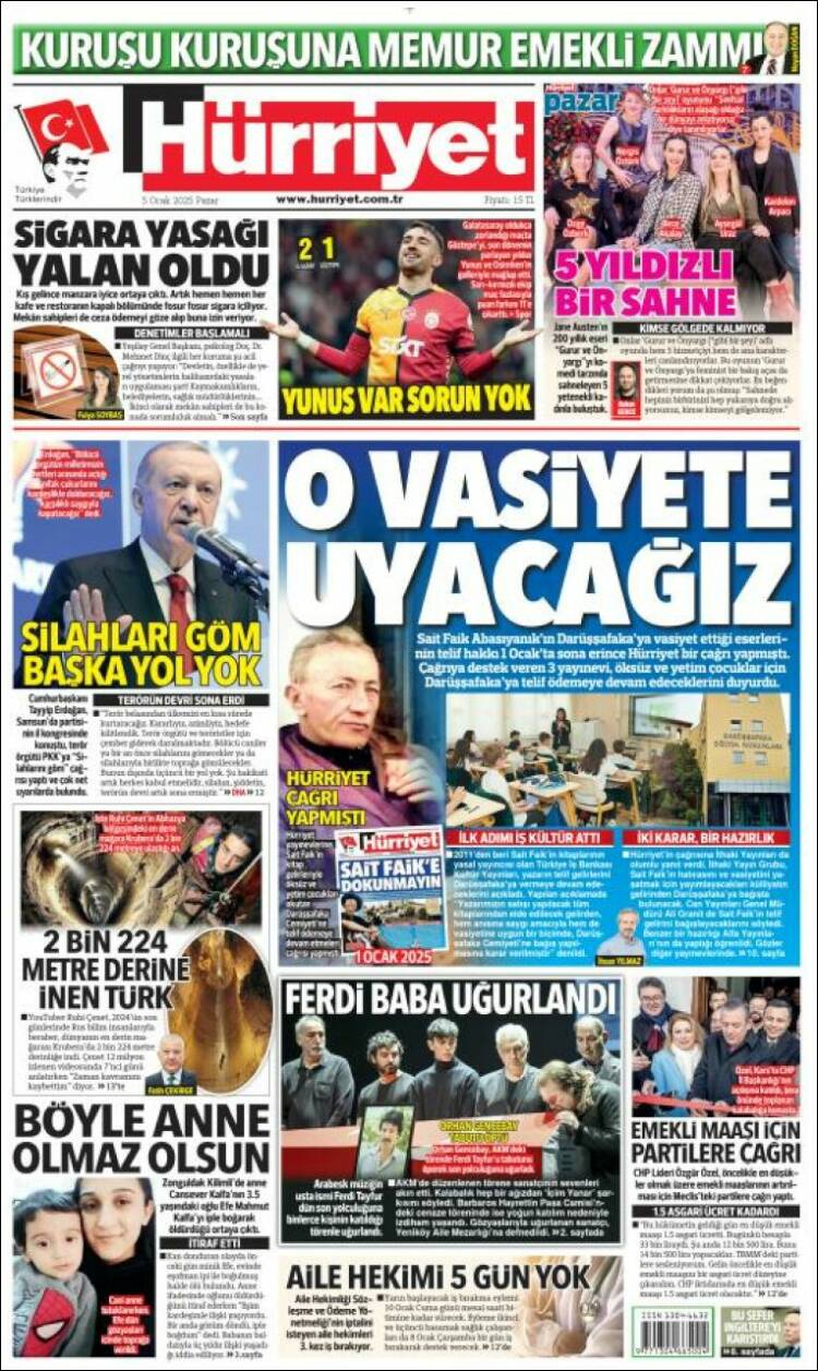 Portada de Hürriyet (Turqu&iacute;a)