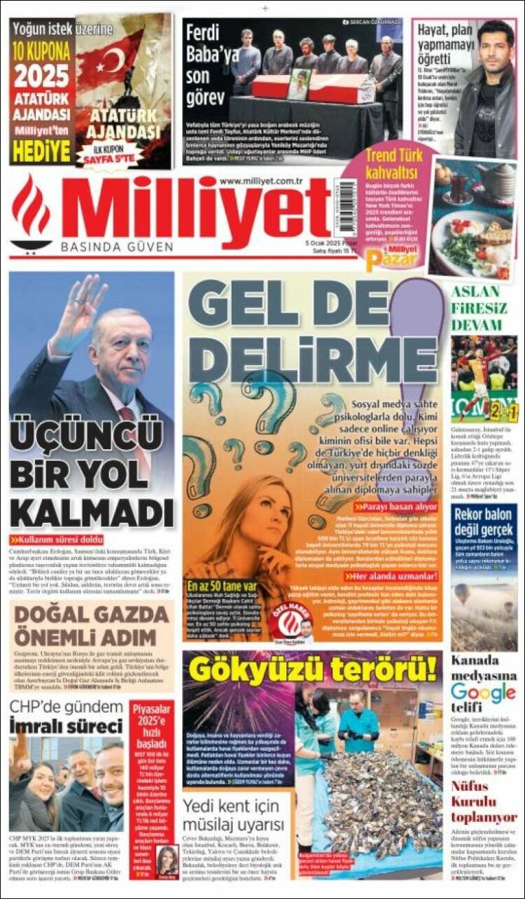 Portada de Milliyet (Turqu&iacute;a)