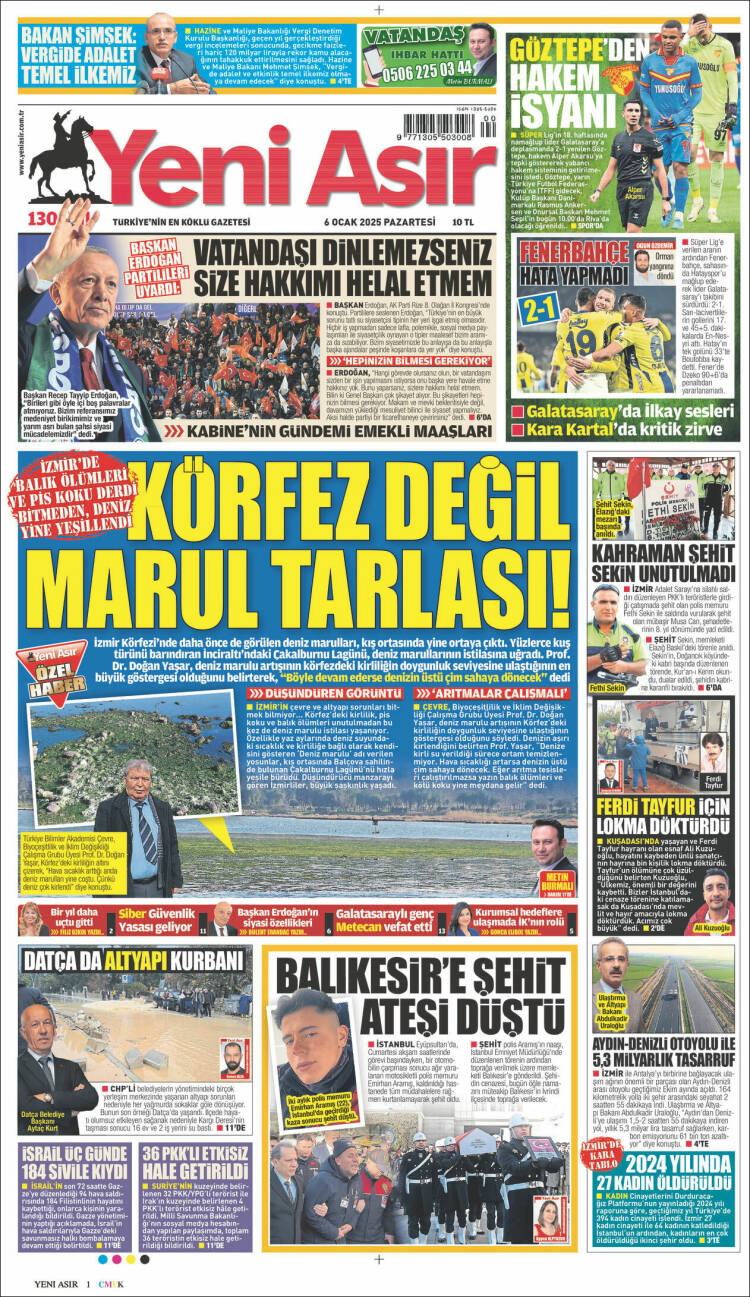 Portada de Yeni Asır (Turqu&iacute;a)