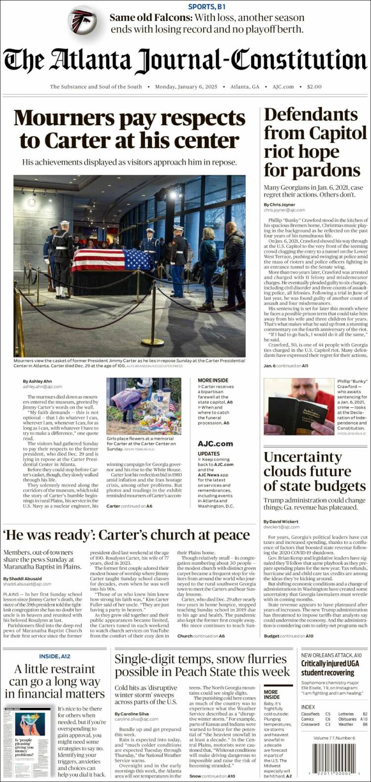Portada de The Atlanta Journal-Constitution (USA)