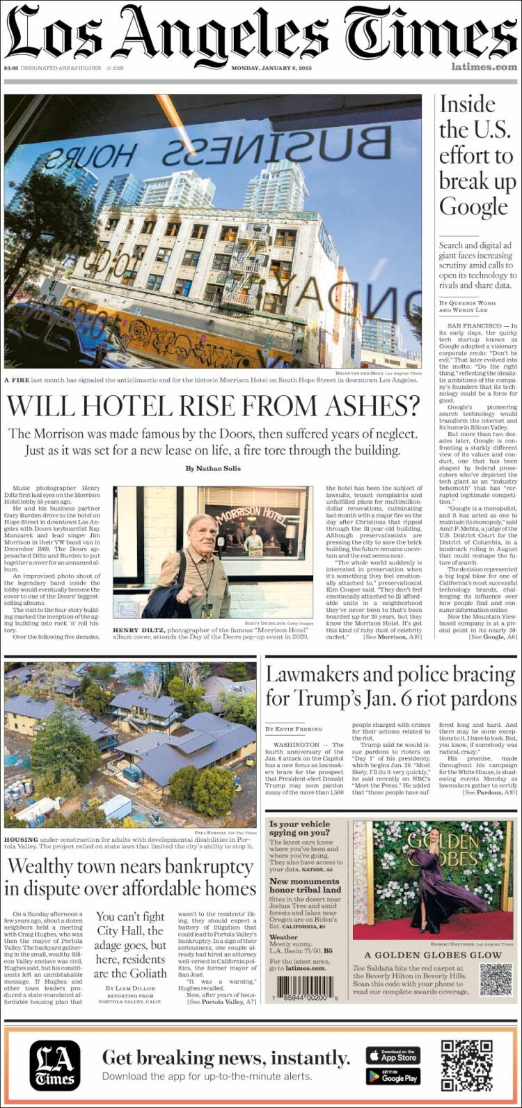 Portada de Los Angeles Times (USA)
