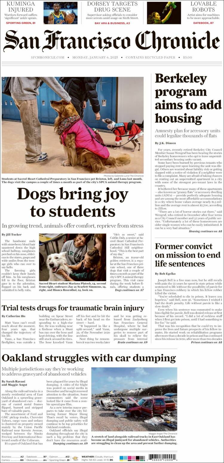 Portada de San Francisco Chronicle (USA)