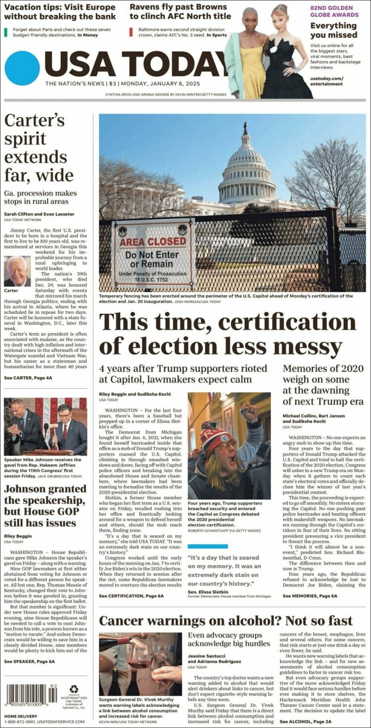 Portada de USA Today (USA)