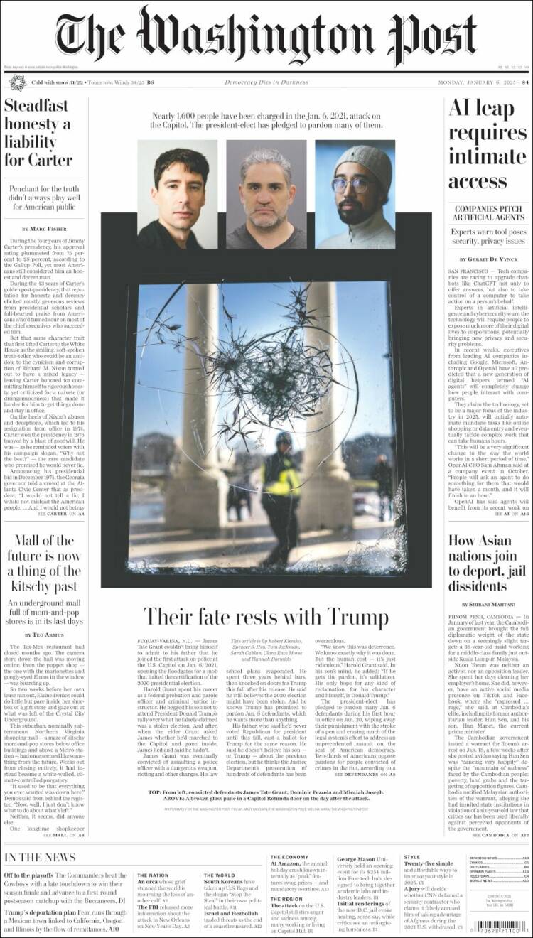 Portada de The Washington Post (USA)