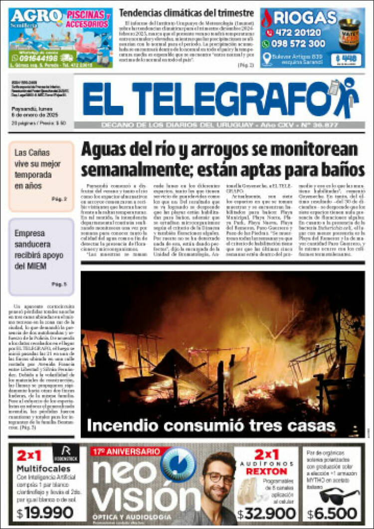 Portada de El Telégrafo (Uruguay)