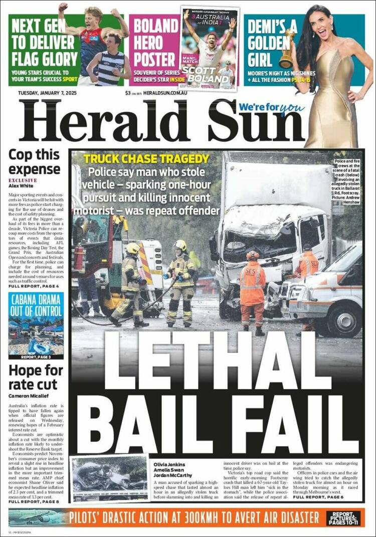 Portada de Herald Sun (Australia)