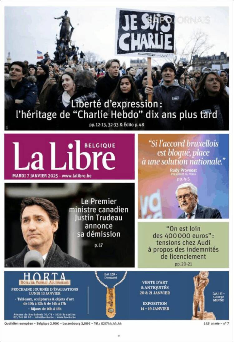 Portada de La Libre.be (B&eacute;lgica)