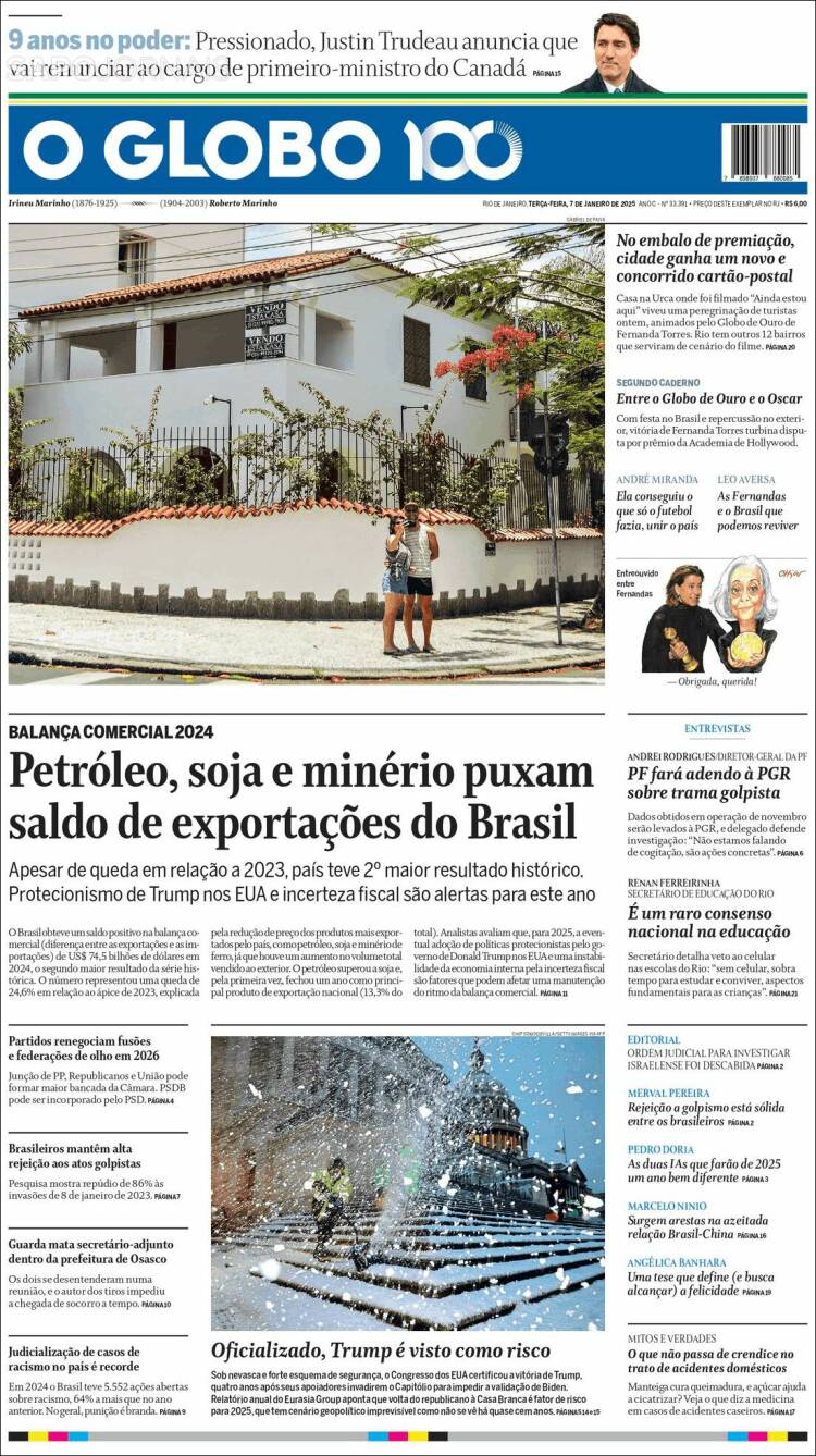 Portada de O Globo (Brasil)