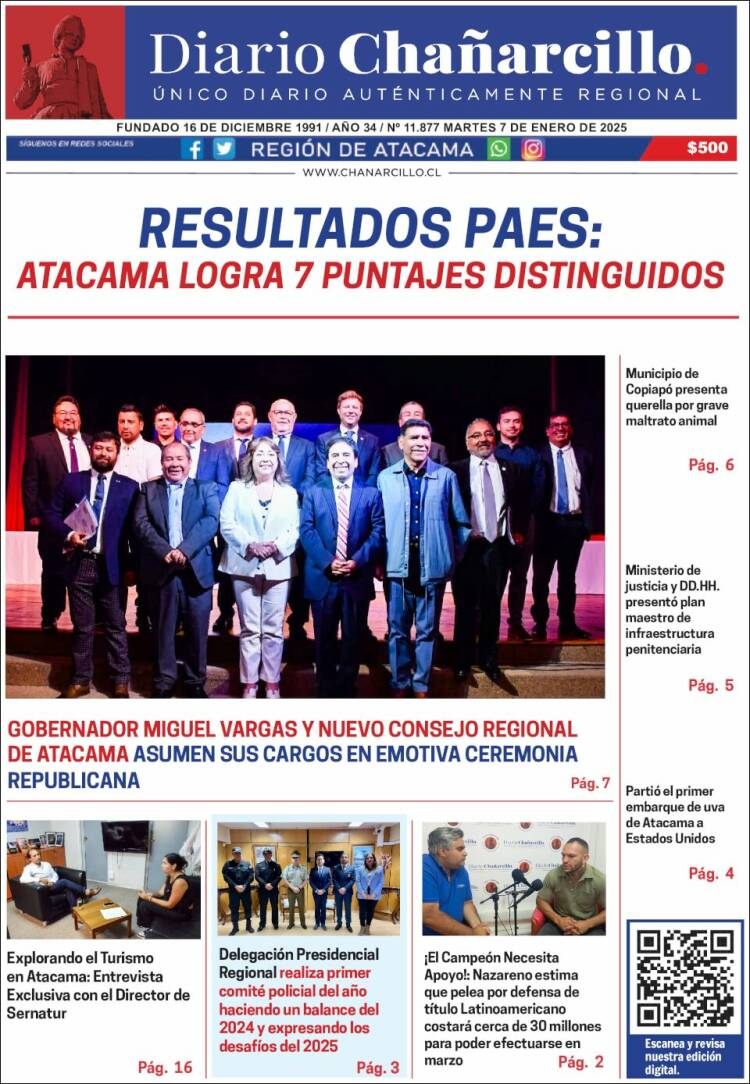 Portada de Diario Chañarcillo (Chile)