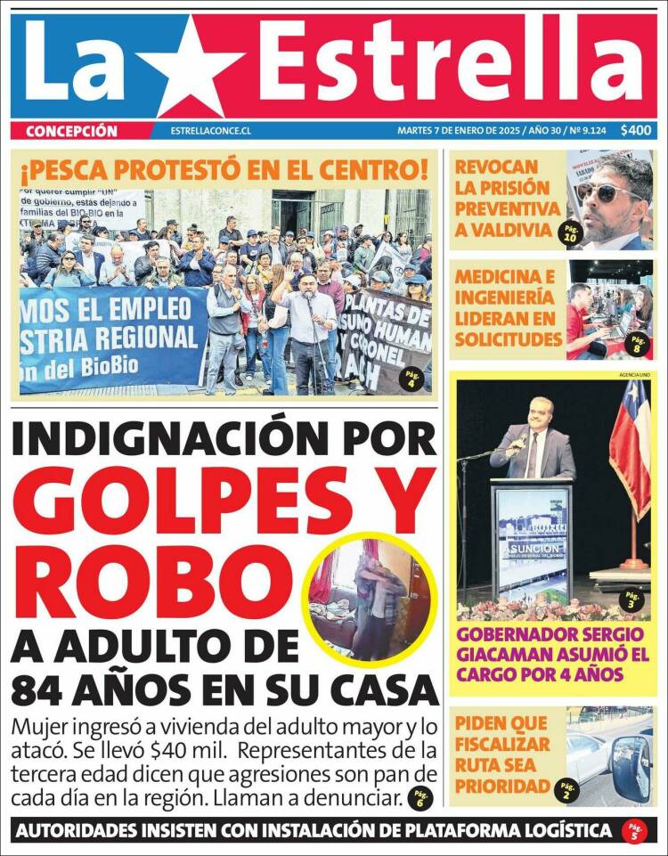 Portada de La Estrella de Concepción (Chile)