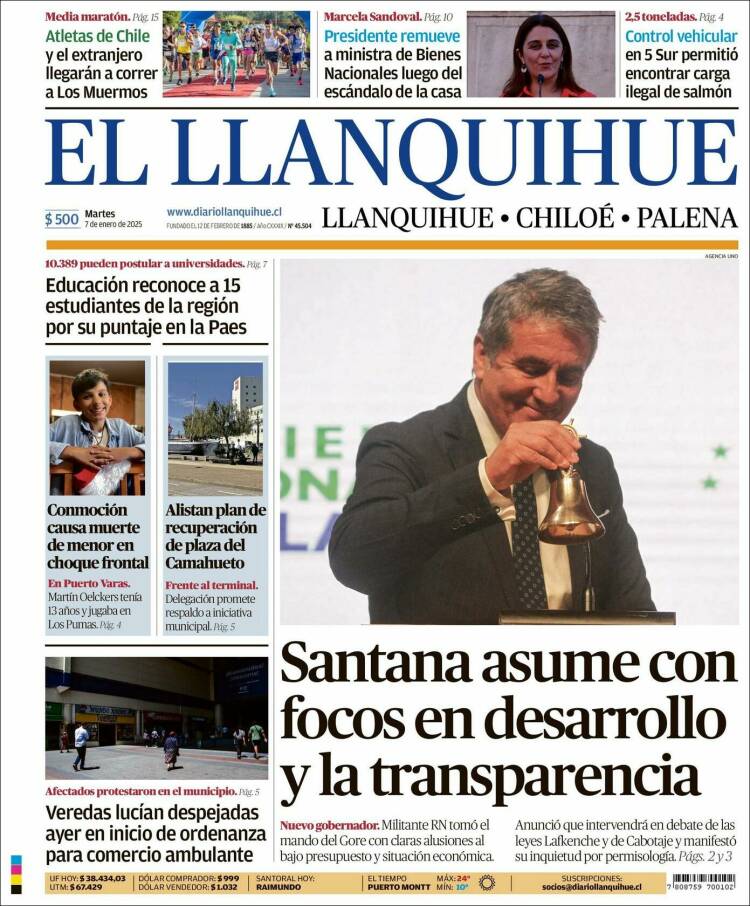 Portada de El Llanquihue (Chile)