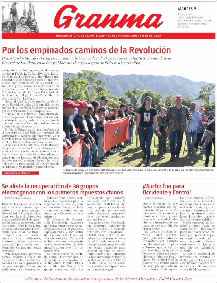 Portada de Granma (Cuba)