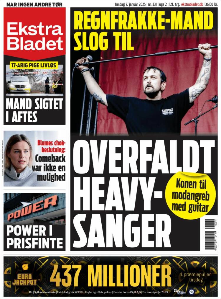 Portada de Ekstra Bladet (Dinamarca)