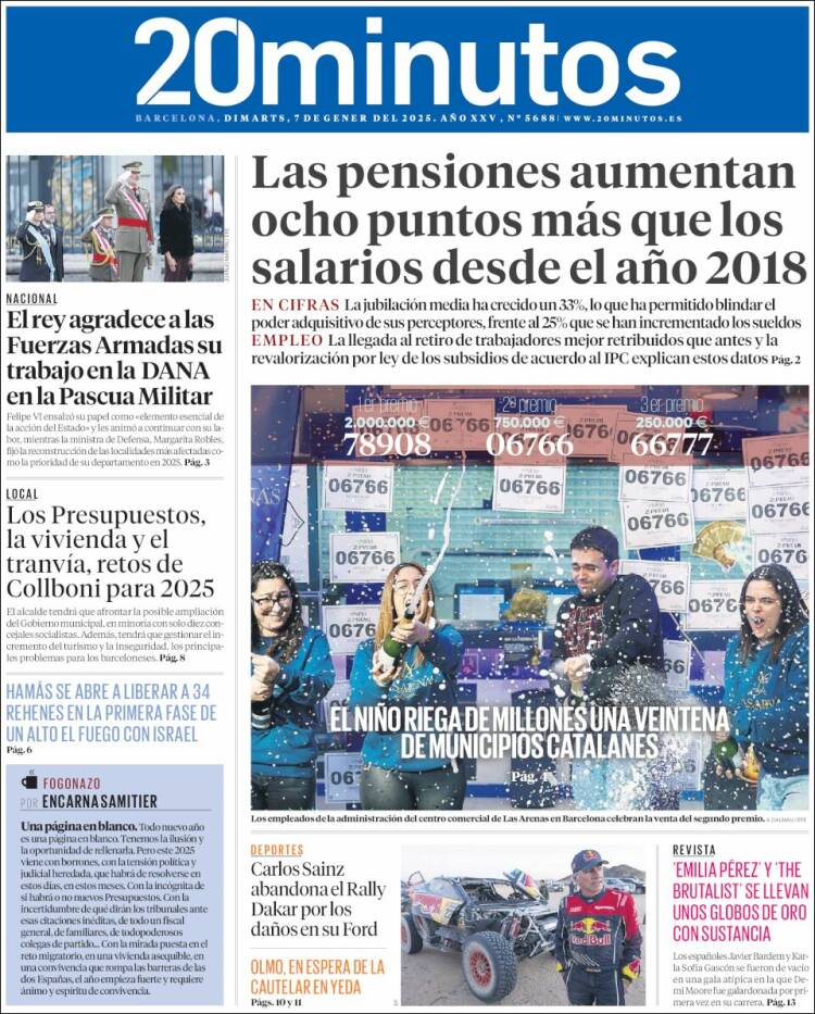 Portada de 20 Minutos - Barcelona (España)