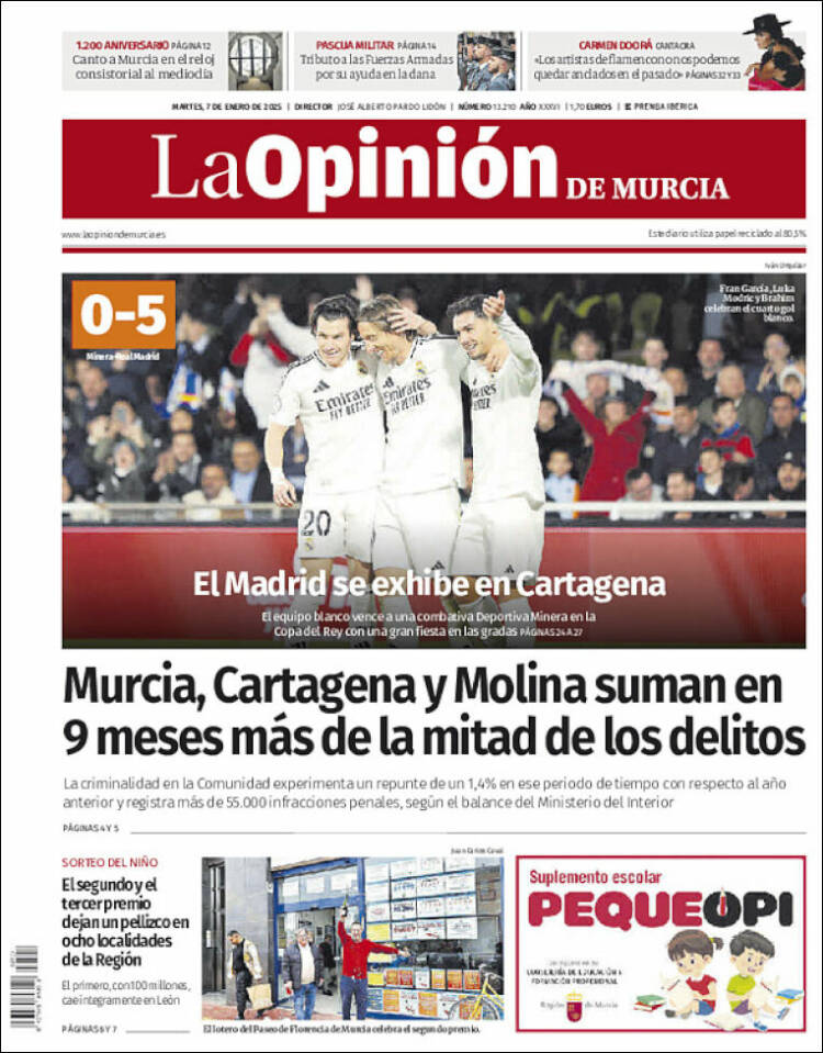 Portada de La Opinión de Murcia (España)