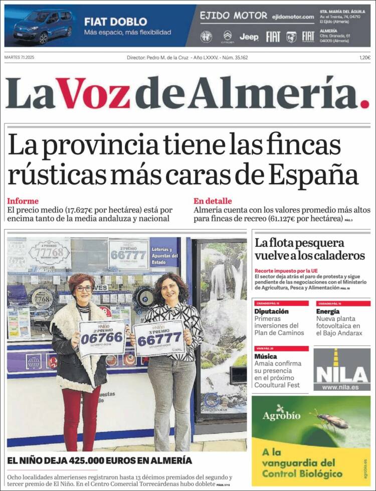 Portada de La Voz de Almería (España)