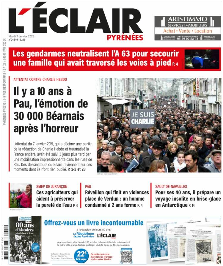Portada de L'Eclair des Pyrénées (Francia)