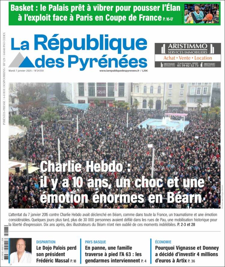 Portada de La République des Pyrénées (Francia)