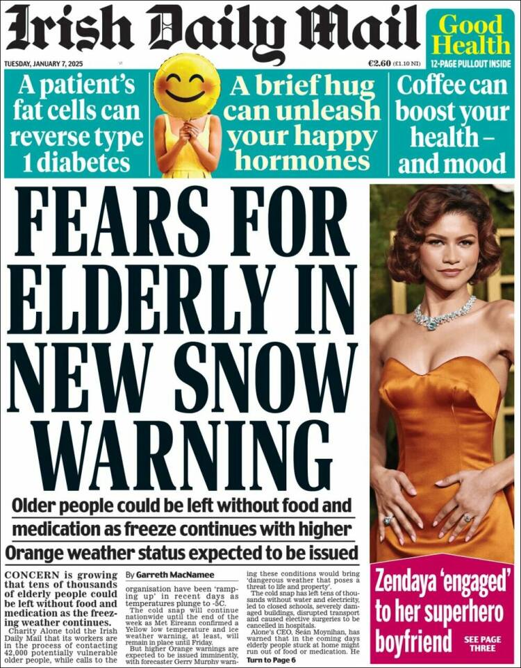 Portada de Irish Daily Mail (Irlanda)