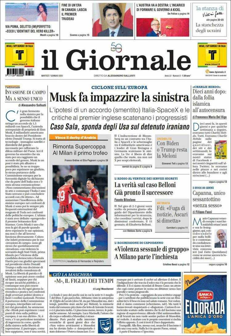 Portada de il Giornale (Italia)