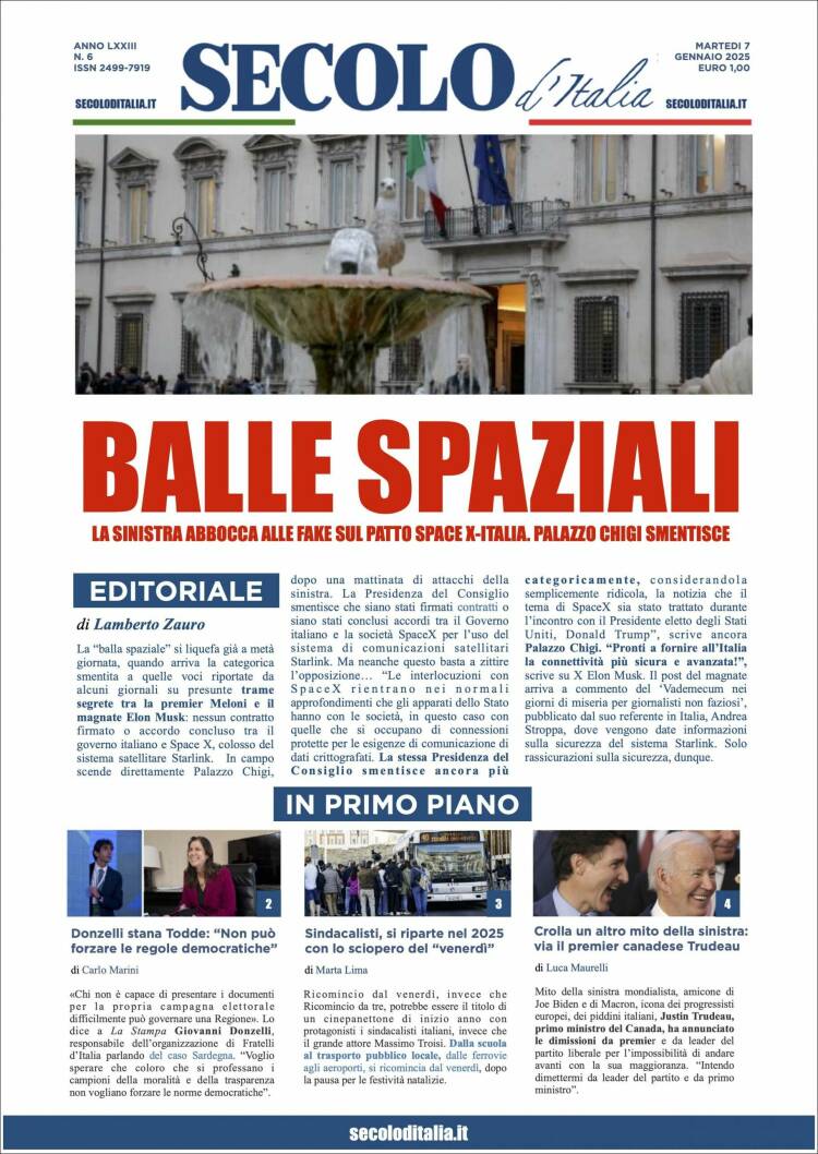 Portada de Secolo d'Italia (Italia)