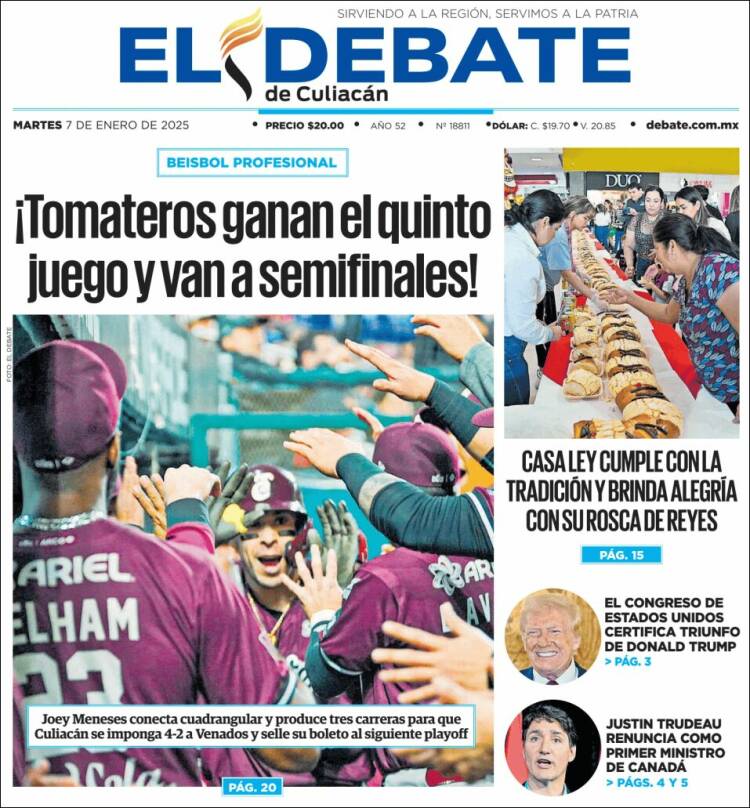 Portada de El Debate de Culiacán (México)