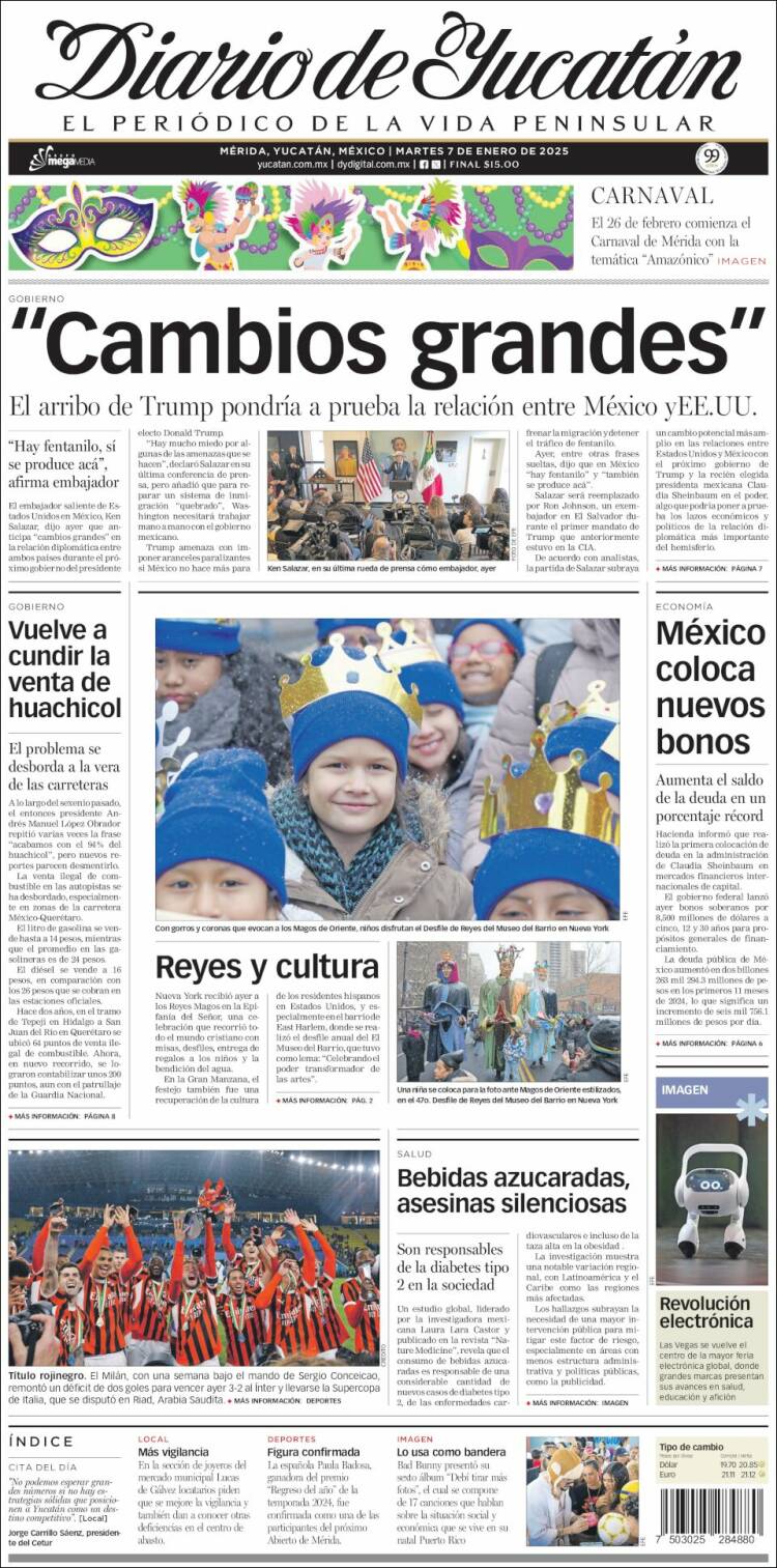 Portada de Diario de Yucatán (México)