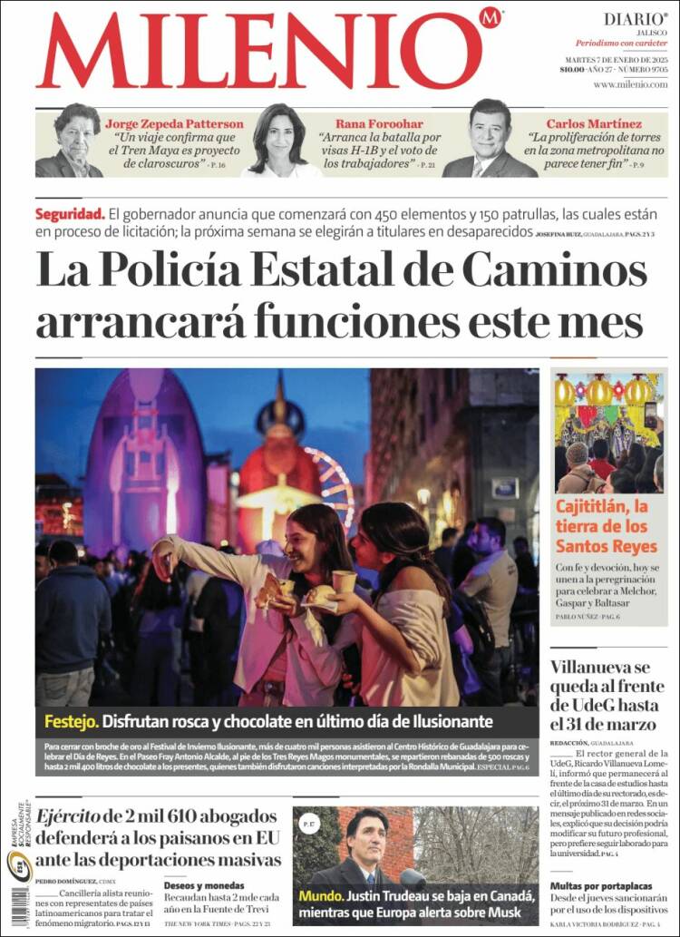 Portada de Milenio - Jalisco (México)