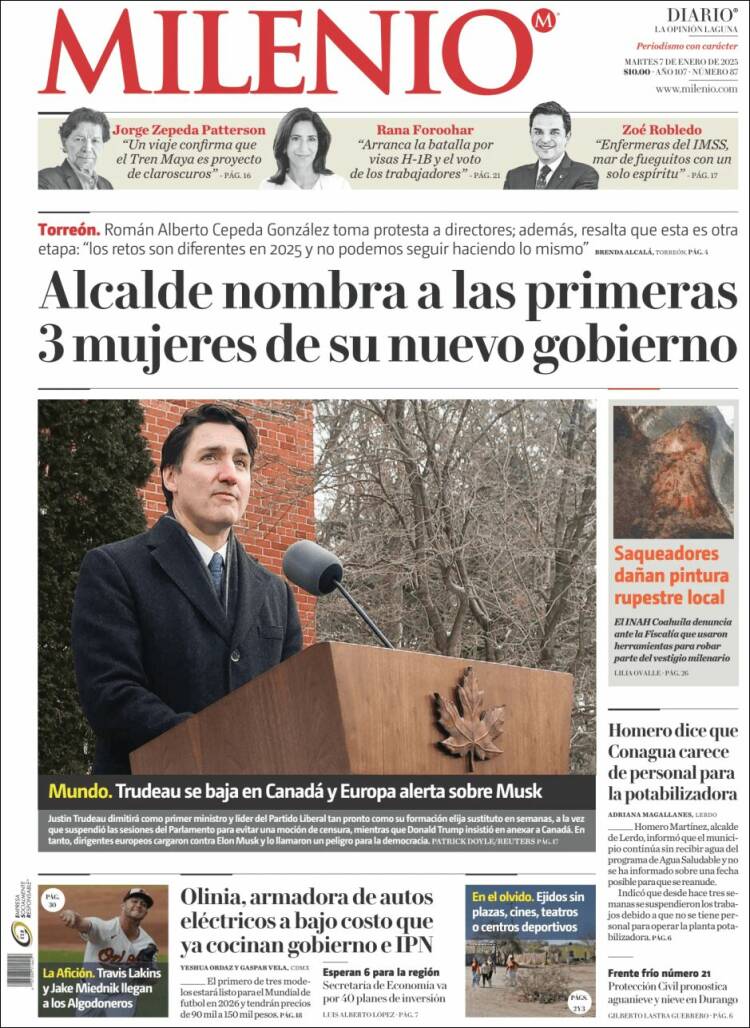 Portada de Milenio - Laguna (México)