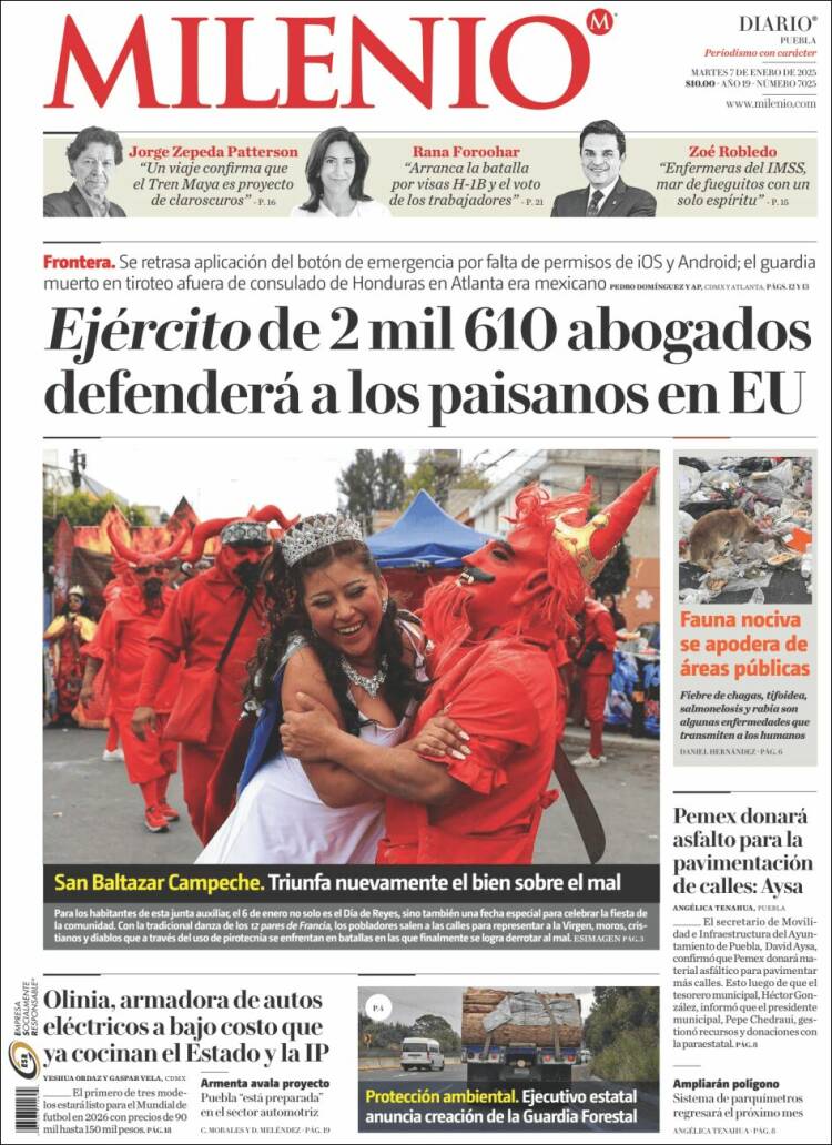 Portada de Milenio de Puebla (México)