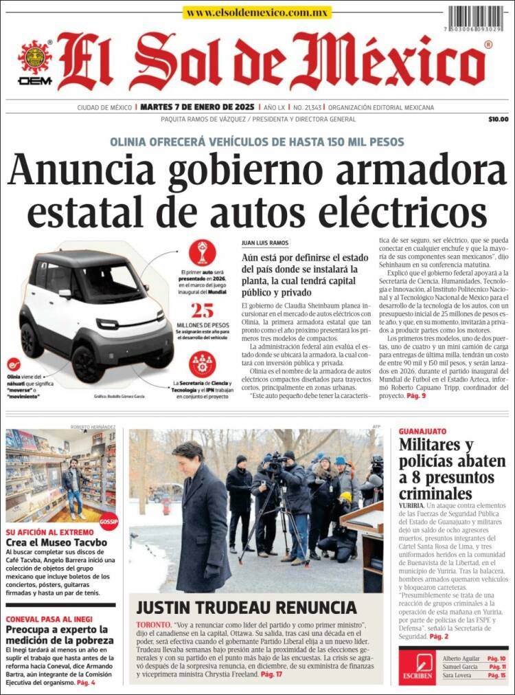 Portada de El Sol de México (México)