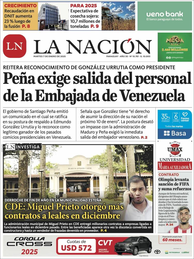 Portada de La Nación (Paraguay)