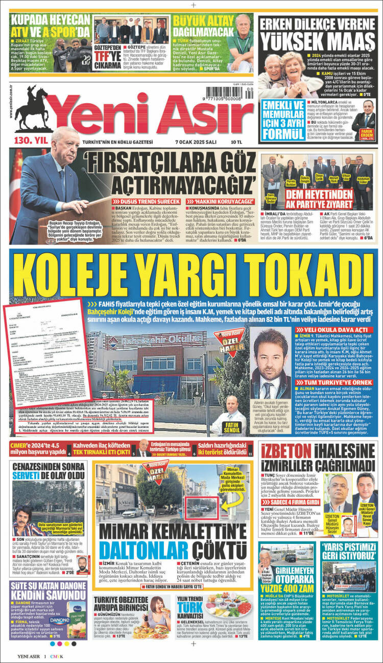 Portada de Yeni Asır (Turqu&iacute;a)