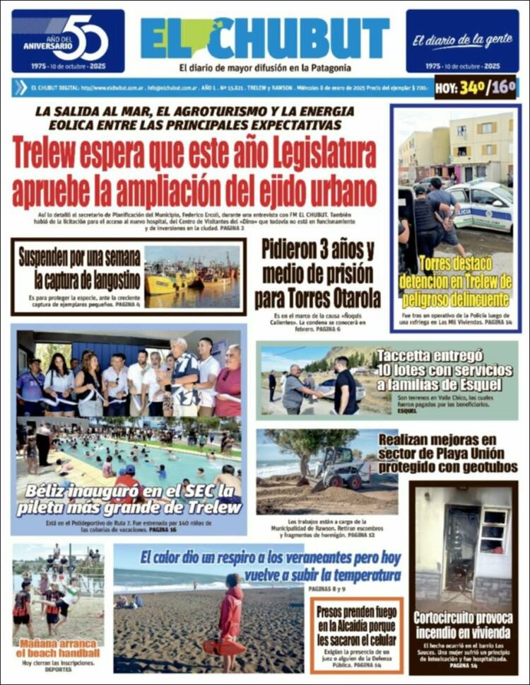 Portada de El Chubut (Argentina)