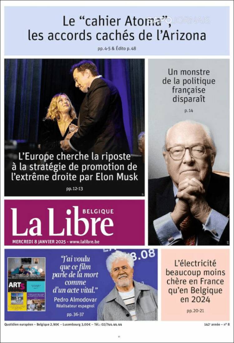 Portada de La Libre.be (B&eacute;lgica)