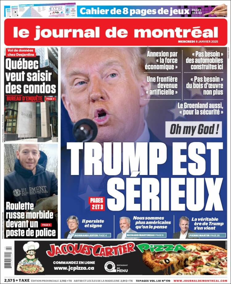Portada de Le Journal de Montréal (Canadá)