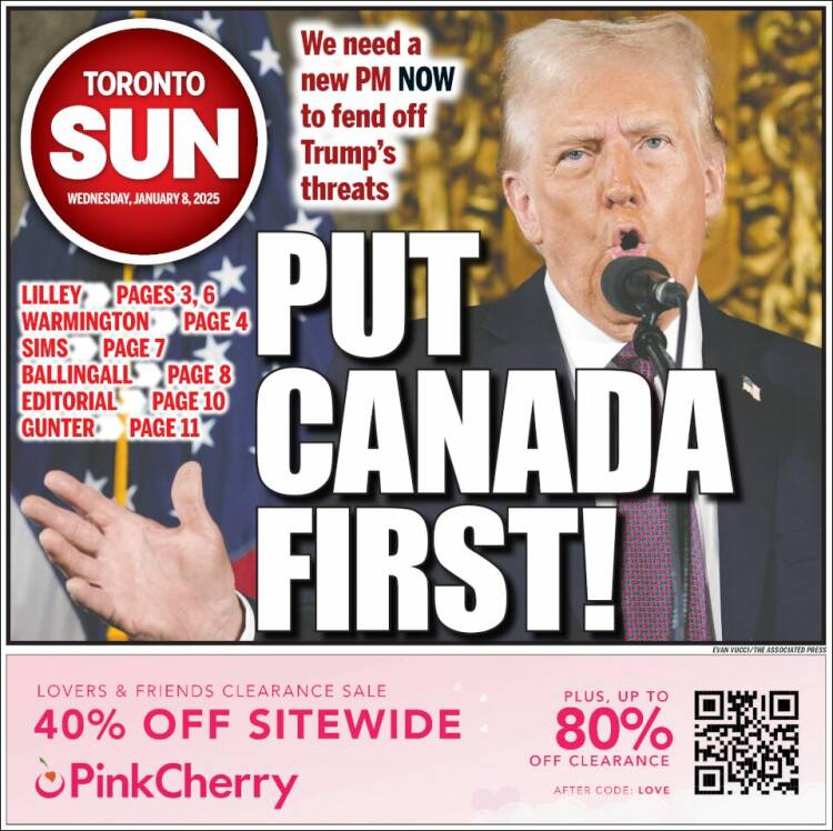 Portada de The Toronto Sun (Canadá)
