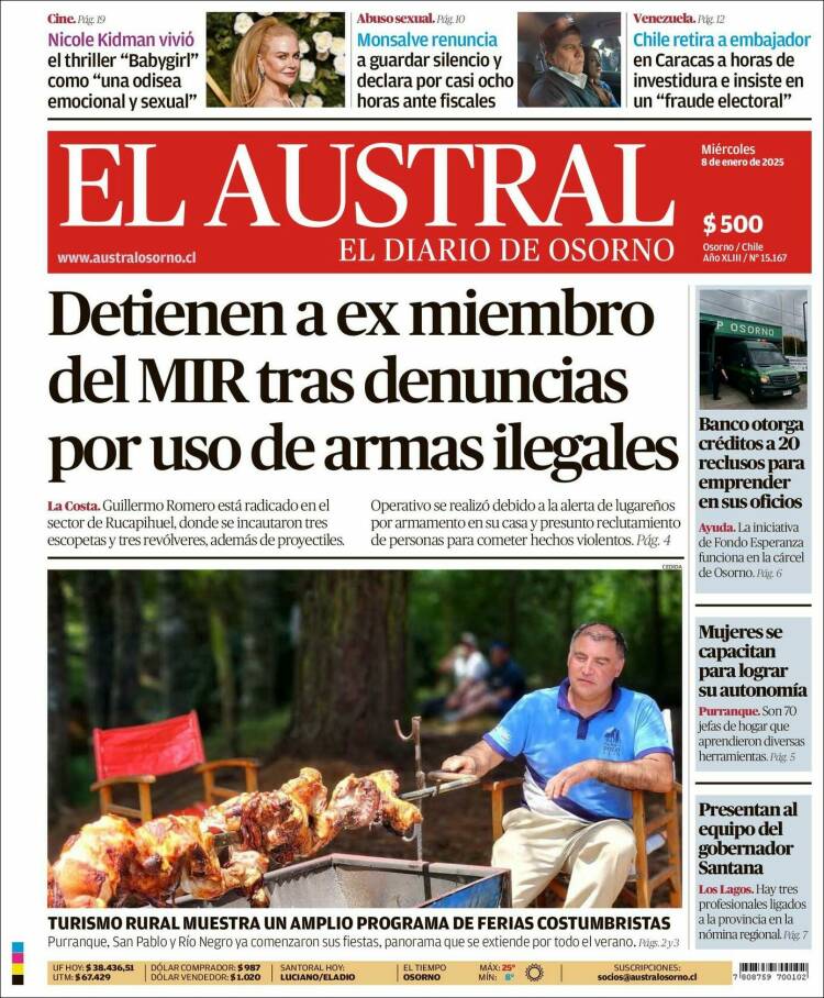 Portada de El Austral de Osorno (Chile)