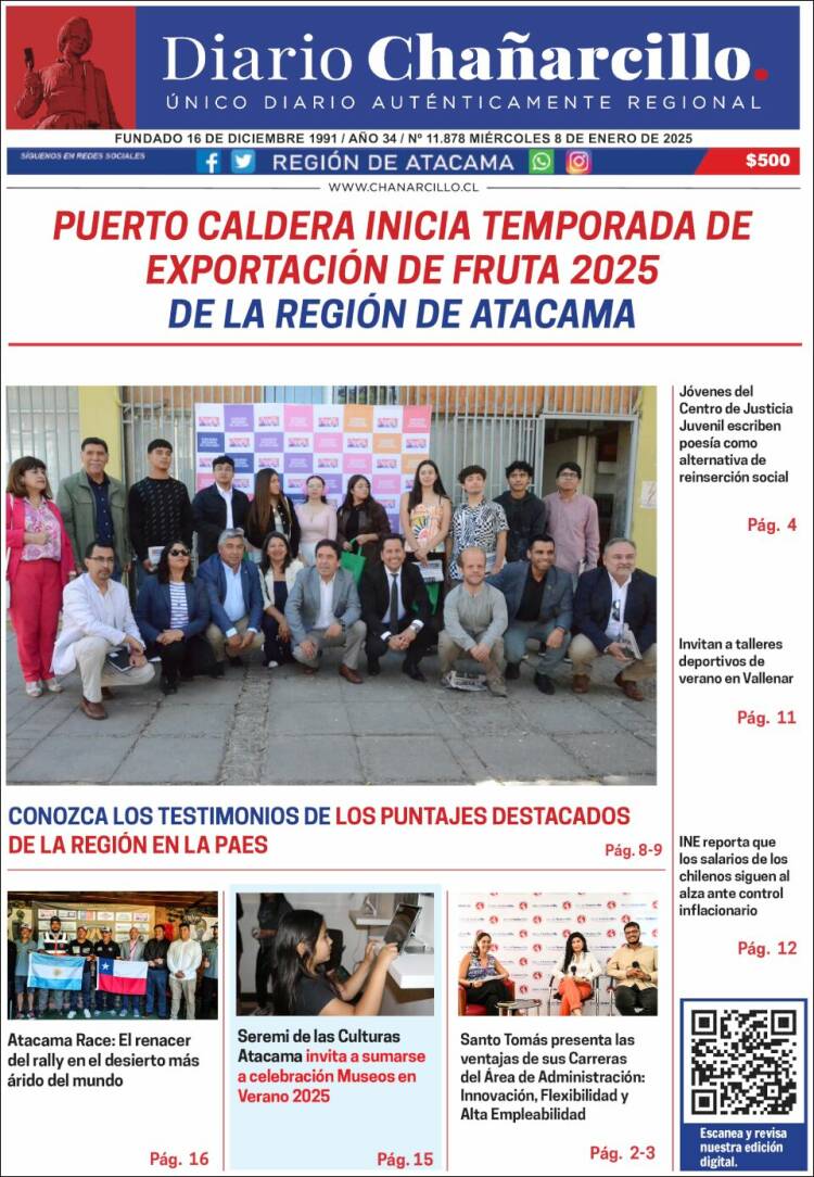 Portada de Diario Chañarcillo (Chile)