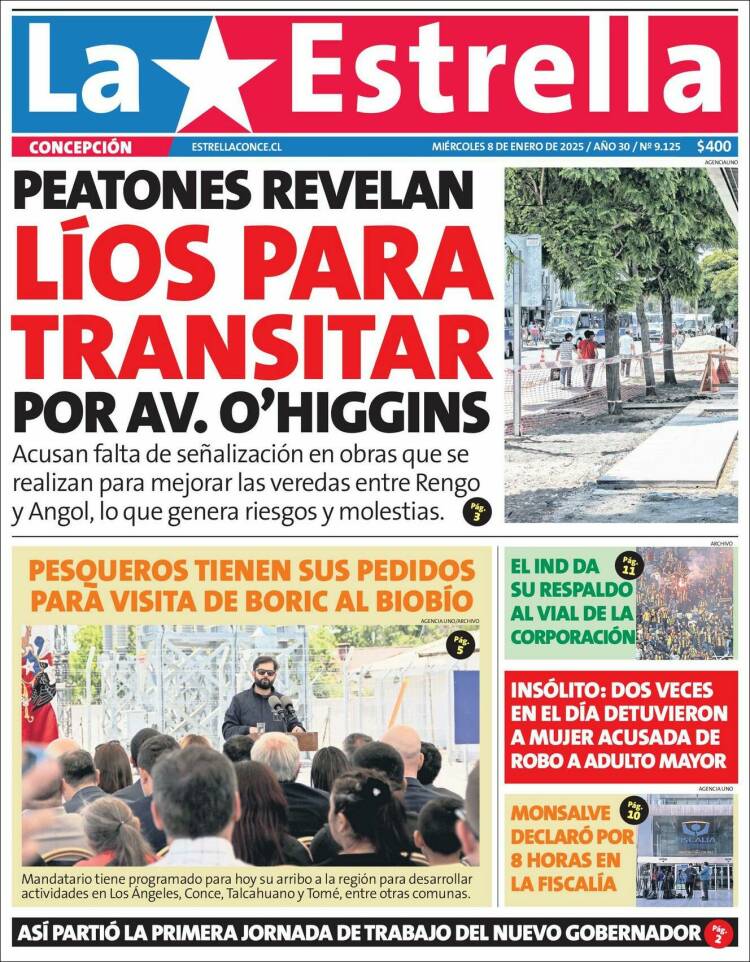 Portada de La Estrella de Concepción (Chile)
