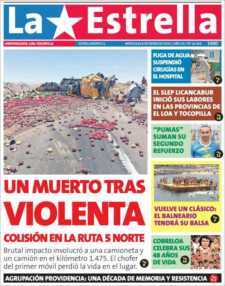 Portada de La Estrella de Loa (Chile)
