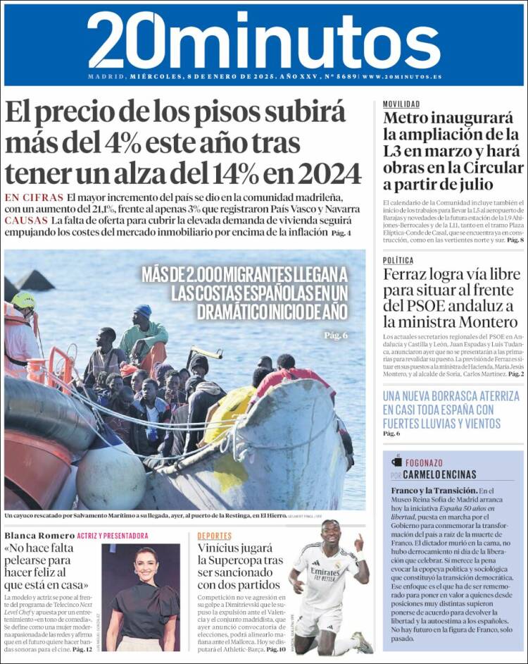 Portada de 20 Minutos - Madrid (España)