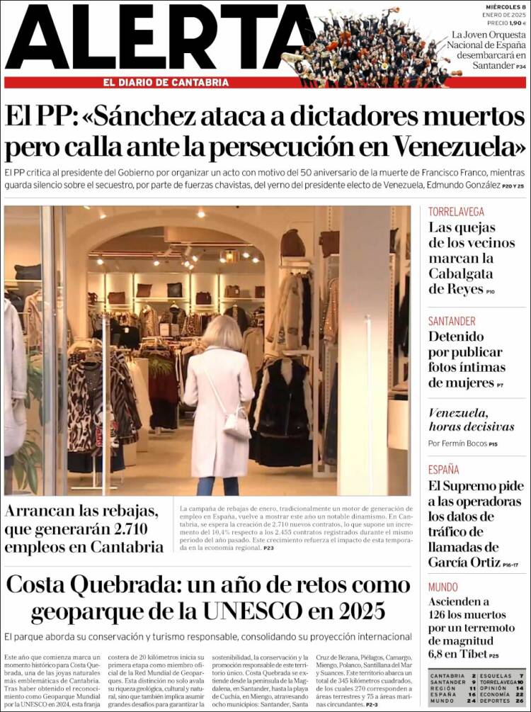 Portada de Alerta - El Diario de Cantabria (España)