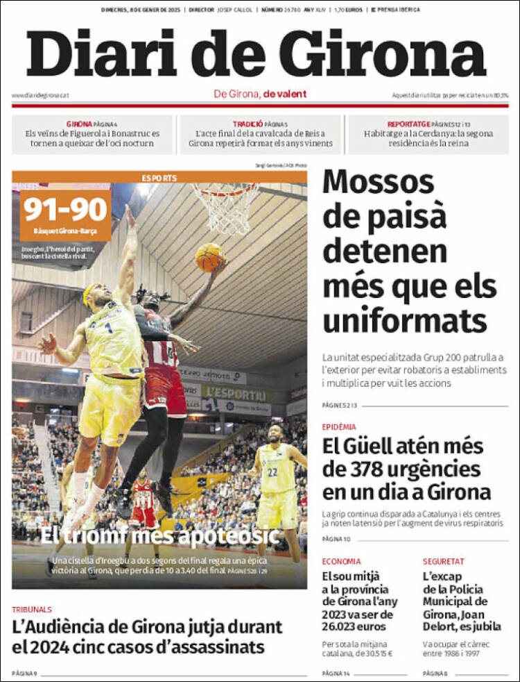 Portada de Diari de Girona (España)