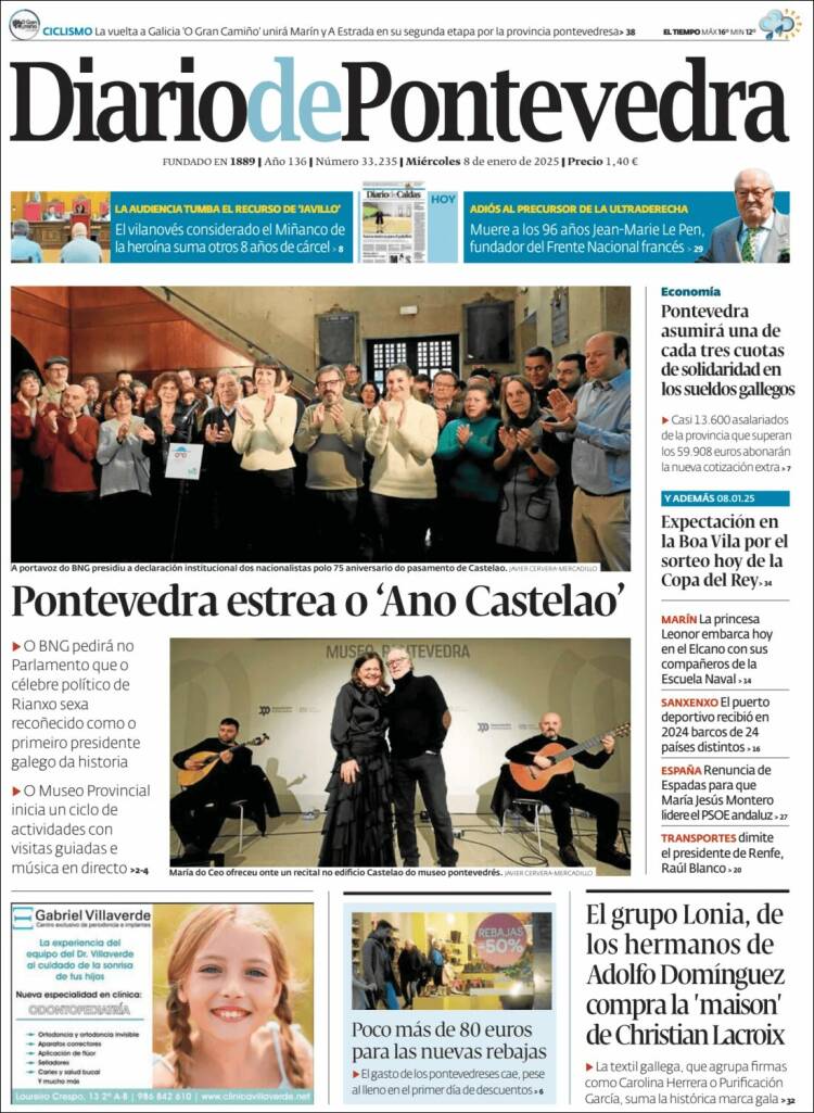 Portada de Diario de Pontevedra (España)