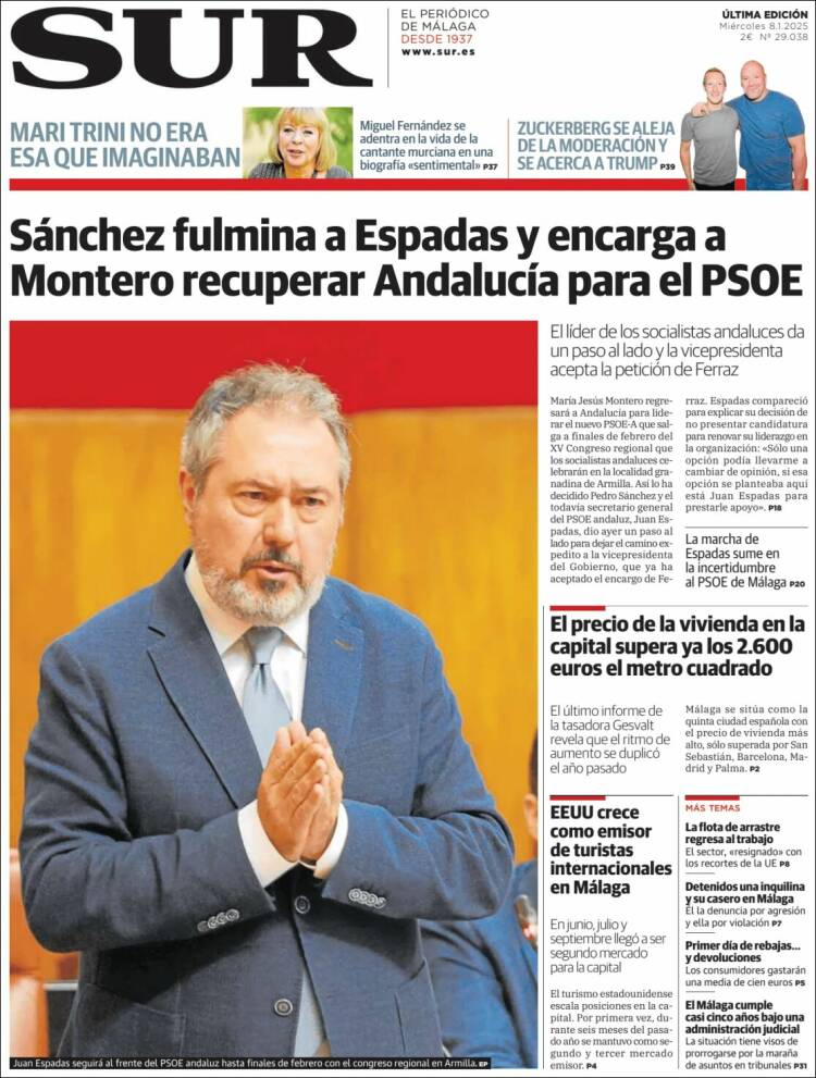 Portada de Diario el Sur (España)