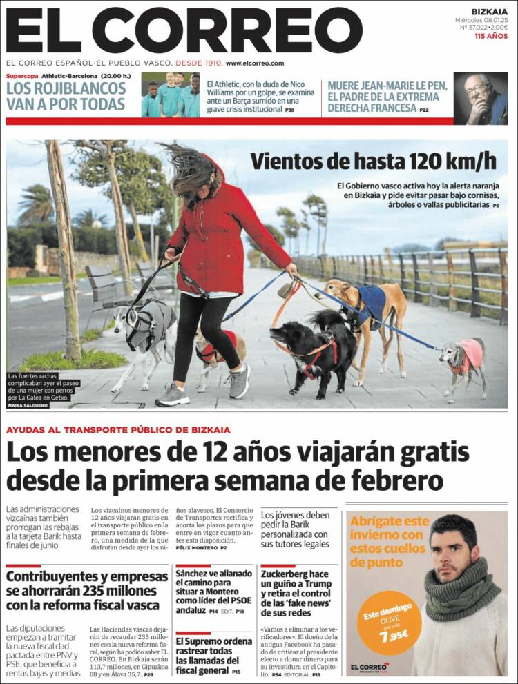 Portada de El Correo (España)